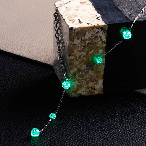Sarcelle | Argent | Suspension double cascade de verre Firefly